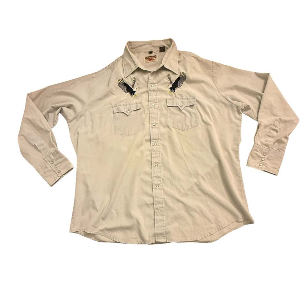 VTG H Bar C Western Button Up Shirt Sz XL